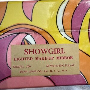 Vtg 60s Psychedelic Travel MakeUp Case Kit Box Lighted Mirror SHOWGIRL Untested